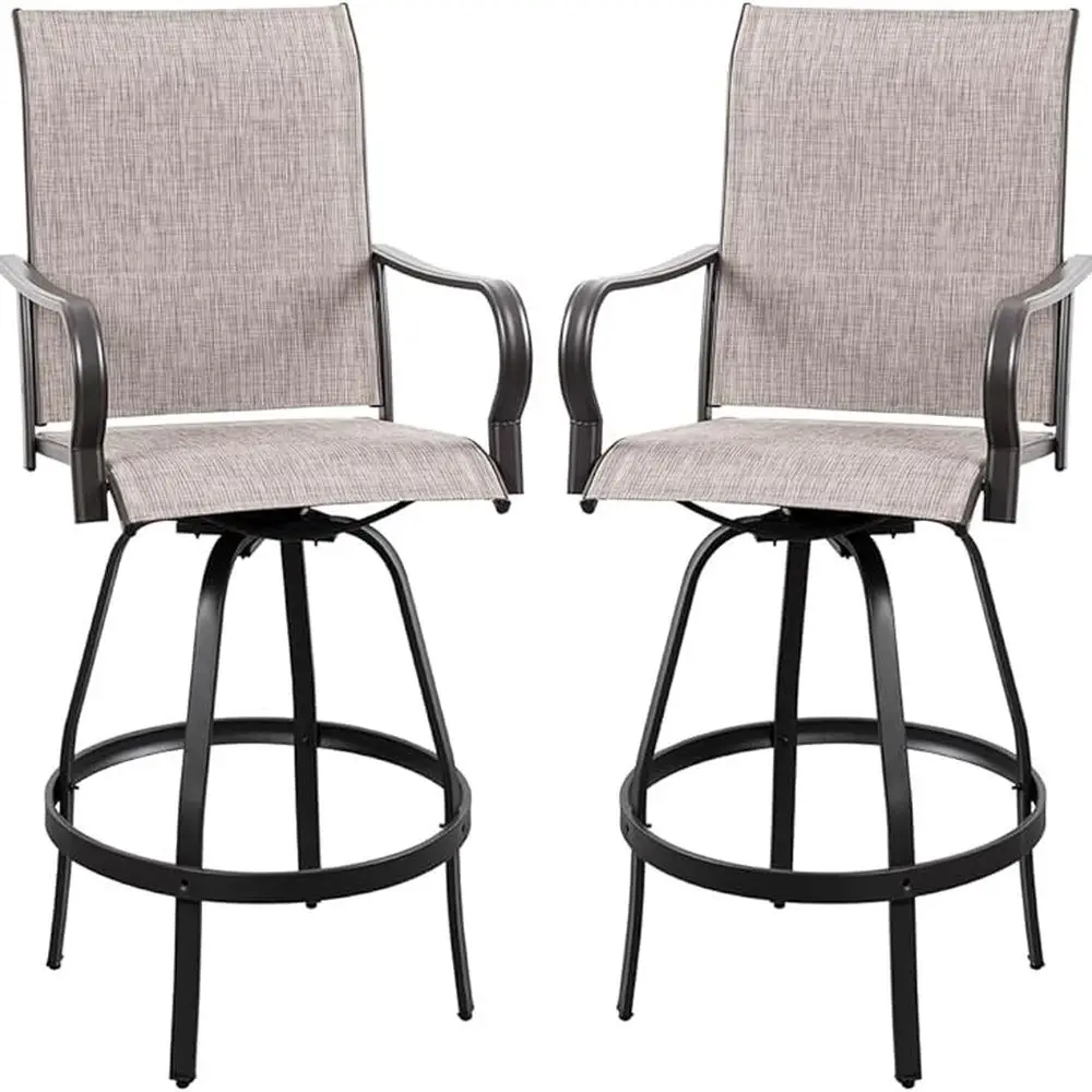 

Устойчивые к атмосферным воздействиям металлические вращающиеся барные стулья, комплект из 4 предметов для уличного высокого бистро, идеально подходит для патио, сада, балкона, серого цвета