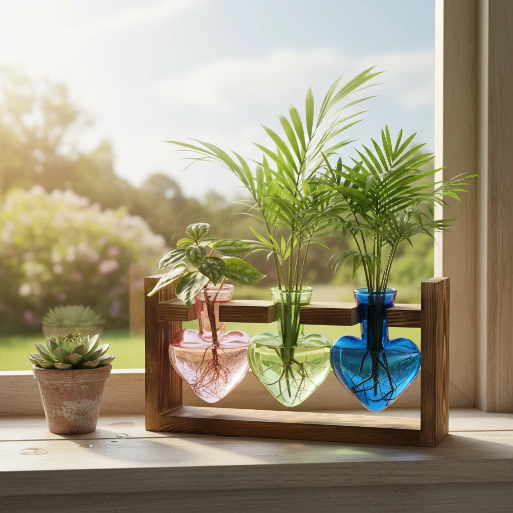 

Heart Shaped Glass Vase for Home Decoration with Colored Transparent Design Suitable for Hydroponics and Flower Arrangements