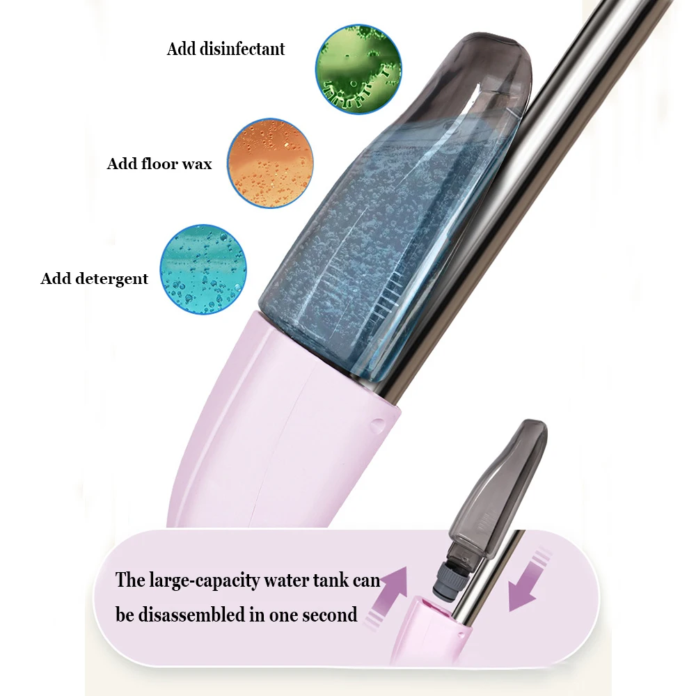 Sleek Mop Design Durable Mop Heads New Type Of Wet and Dry Dual-Purpose Spray and Spray-type Fabric Clip-on Large Panel Mop