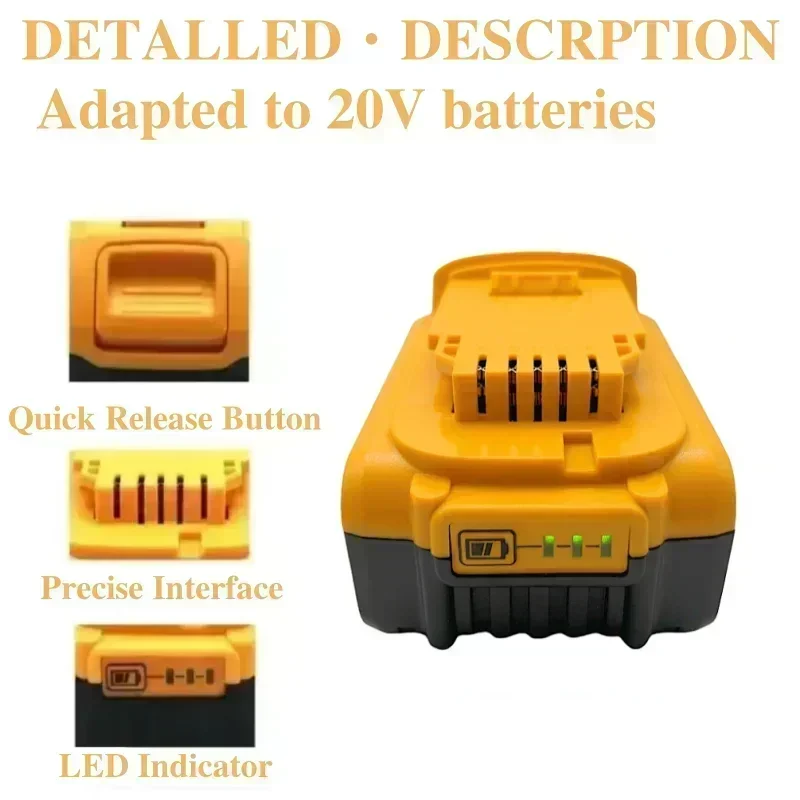 New 100% Original 12000mAh 20V for Dewalt Power Tool Battery DCB206 20V 12.0Ah Battery DCB206 20V Battery DCB205 DCB204-2 DCB200