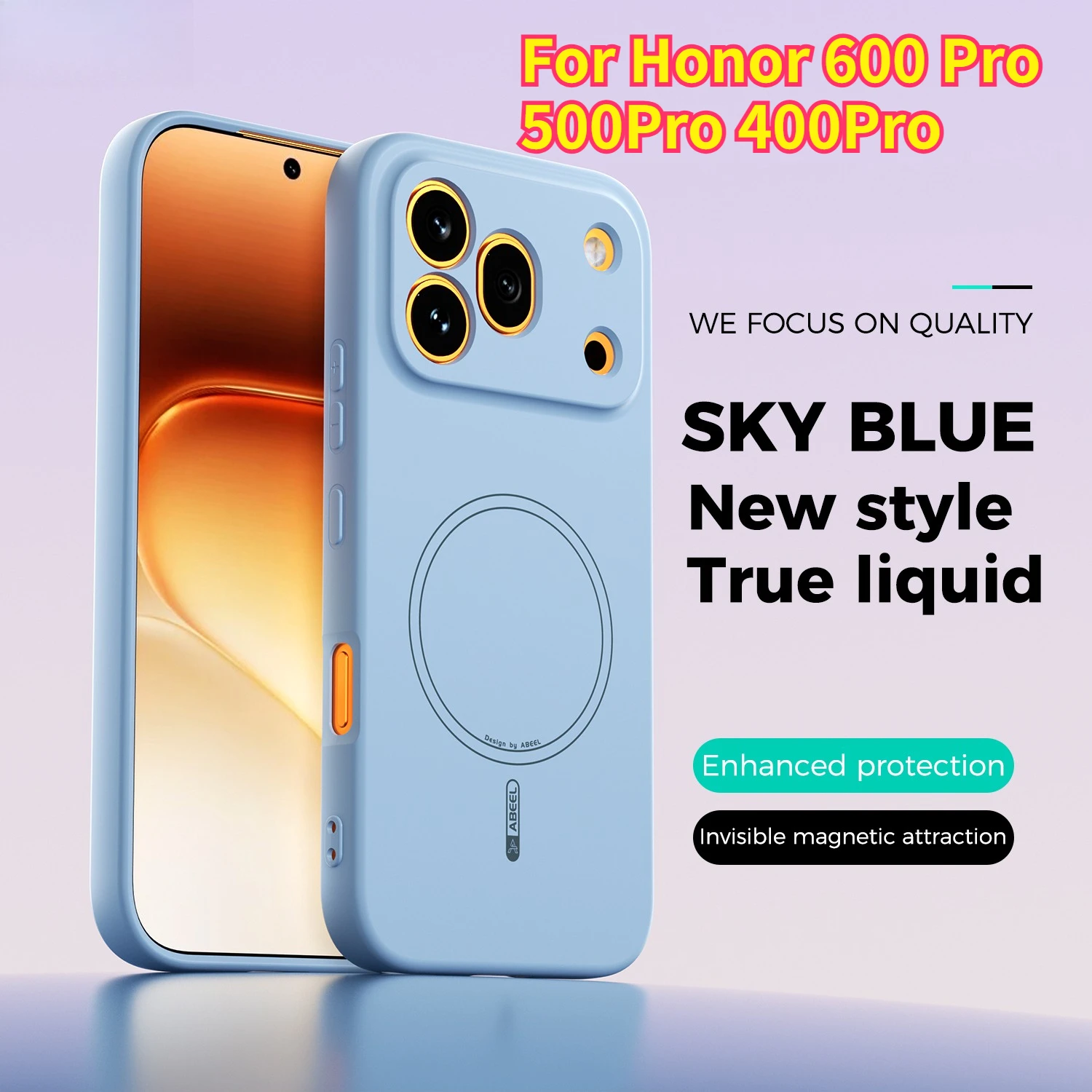 Liquid Silicone Invisible Magnetic Phone Case for Honor 600 500 400 Pro Magnetic Wireless Charging Soft Shockproof Cover Funda