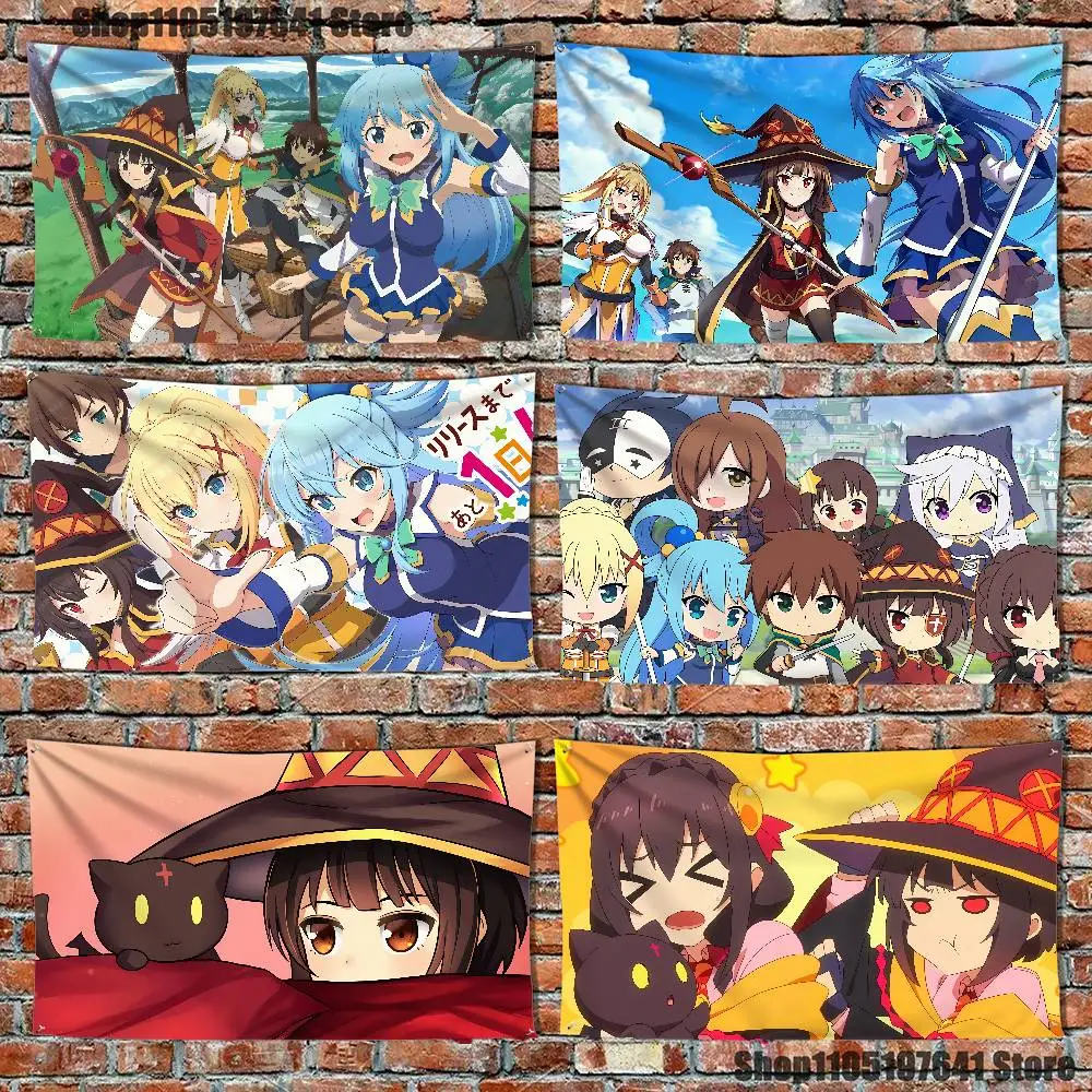 

Megumin Anime K-KonoSubaS Flag Tapestry Banner For Bedroom Outdoor Living Room Restaurant Bar Wall Decor Party