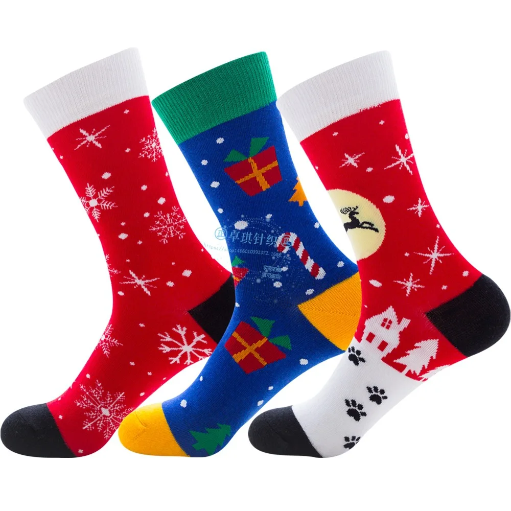 6pcs/Lot Merry Christmas Socks Men Women New Year Middle Tube Socks Thick Warm Couple Socks Cute Cartoon Decoration Socks