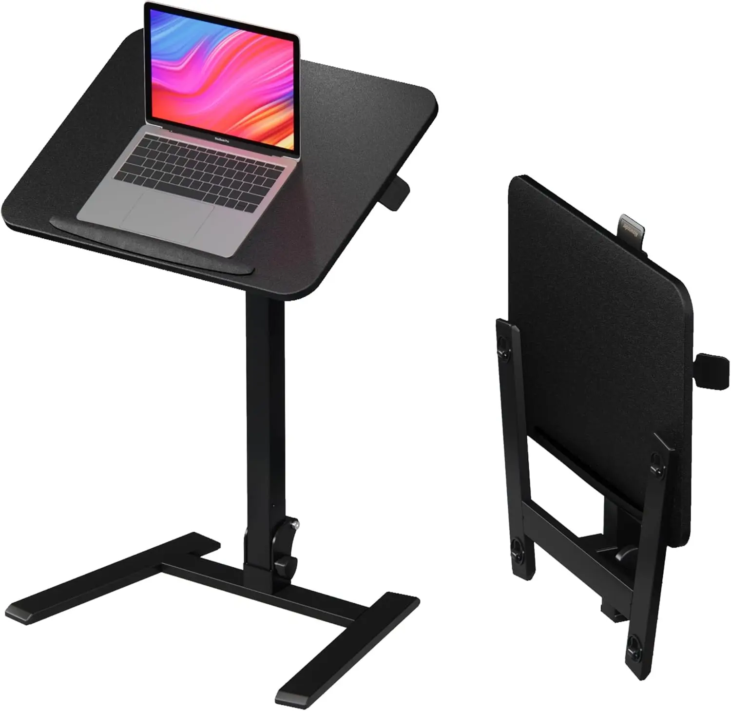

25 Inch Folding Adjustable Sit-Stand Desk with Hidden Wheels, Tilt Top for Home Office