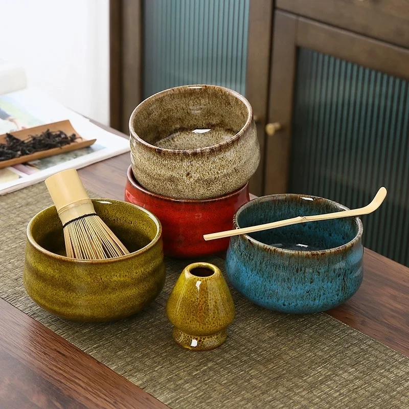 

Ceramic Matcha Teaware Sets Colorful Matcha Bowl Bamboo Hyakumonari Tea Brush Stand Song Dynasty Tea-making Tool Accessories