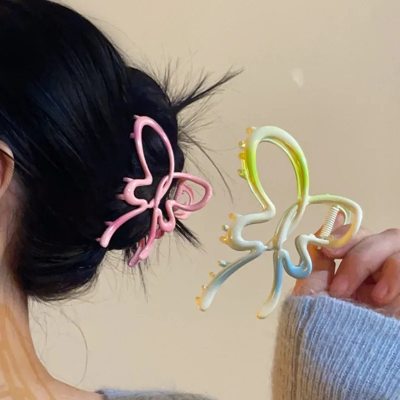 

Stoving Varnish Gradient Butterfly Claws Clip Classic Ponytail Claw Clip Fashion Dopamine Hair Clips Headdress Hair Accessories