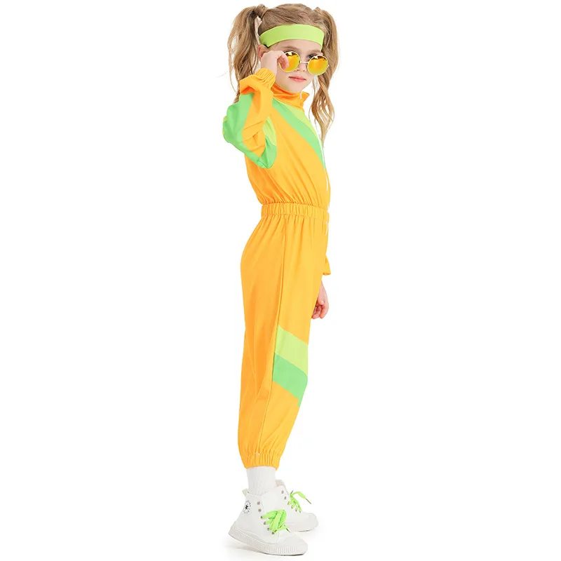 80s Kids Hip Pop Costume Retro Disco Cosplay Dance Jumpsuit Outfits Girls Dance Sports Suit School Stage Party Clothes Children