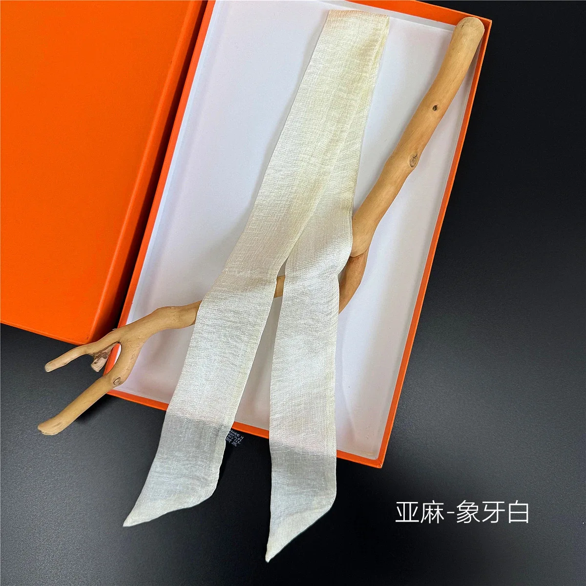 5X100CM Women Narrow Long Scarf Solid flax Silk Rubber Red Tie Bag Ribbon Headbands Luxury Scarf Headscarves Ladies Foulard image 2