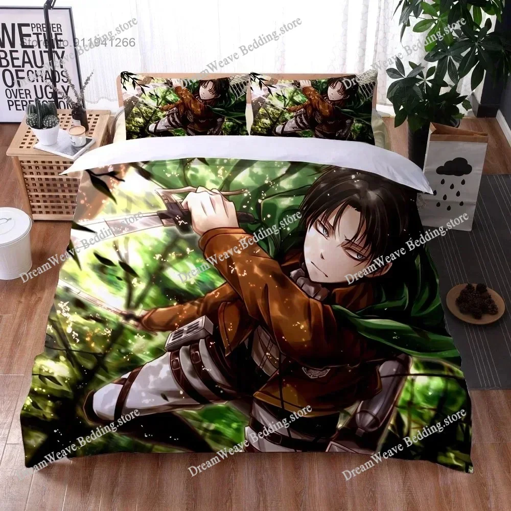 2025 Anime Attack on Titan Custom Duvet Cover Cartoon 3D Print Boys Bedroom Decor Gifts Quilt Cover Pillowcase Bedding Set
