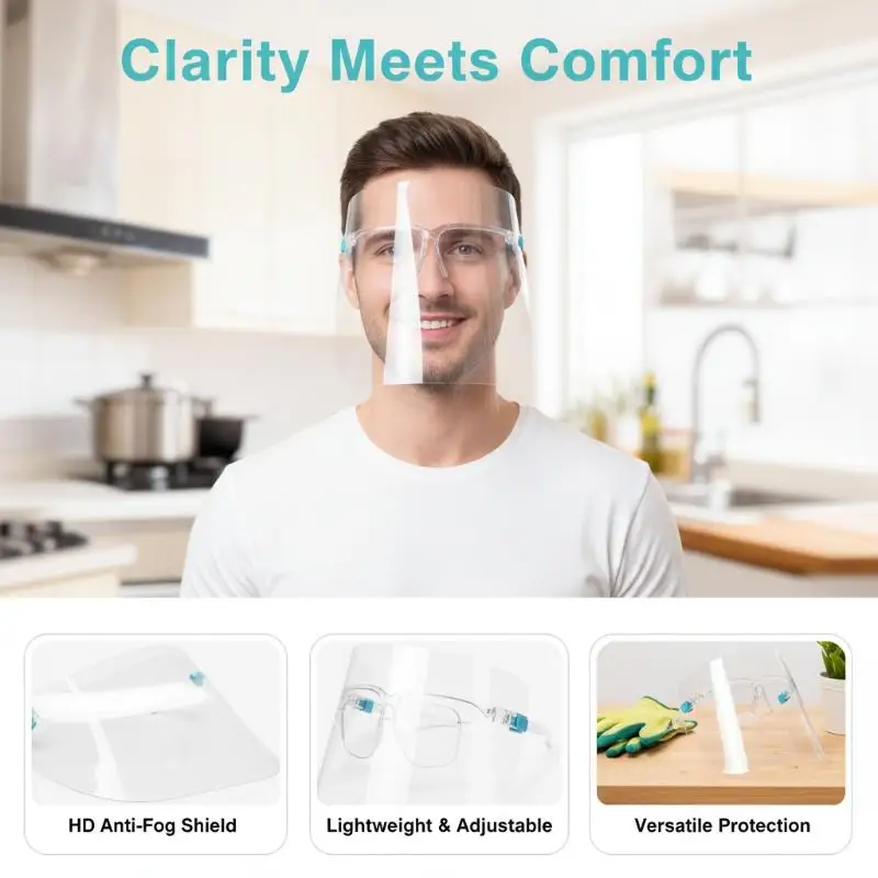 Face Shield Transparent Full Face Cover Anti-Oil Splash Proof Safety Protective Gear for Kitchen Cooking Salon Work