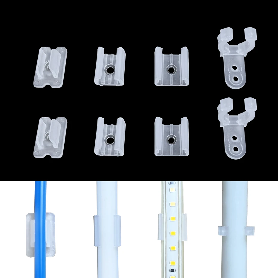 10/30/50/100PCS LED Strip Light Fasten Clips Holder 5mm 6mm 8mm 10mm 12mm 14mm Connector Fix Clips With Screws Accessories
