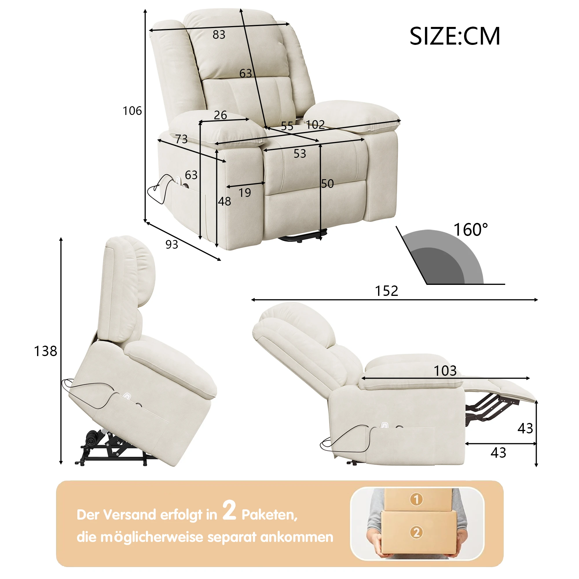 كرسي التدليك الكهربائي من Anajqaqia، نموذج قائم (مع وظيفة التسخين القطني)
