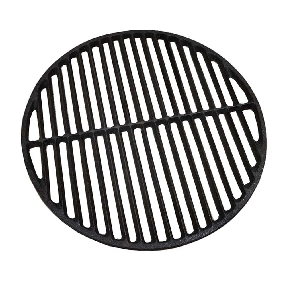 Cast Iron Round Grill Grate Compatible with Charcoal and Gas Grills Featuring Large Area for Efficient Outdoor Cooking