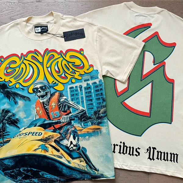 

Летняя свободная футболка Godspeed ort Sve для пляжа, мотоцикла, лодки с принтом Street Sle ex Youth Faion, круглый хлопок, Ne