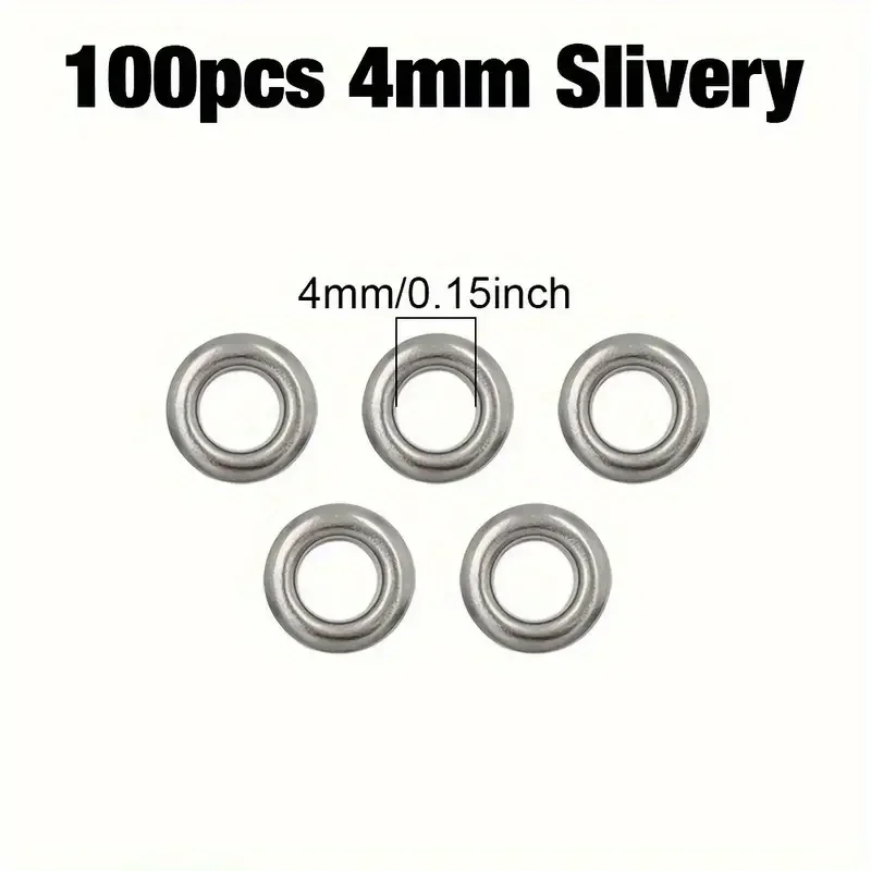 100 قطعة مجموعة حلقات ثقوب من الفولاذ المقاوم للصدأ M4-M14 فضية مع حلقة غسالة، لأحذية إصلاح الحرف الجلدية #3