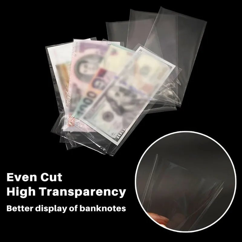 1set Paper Money Album Banknote Case 100pcs PP Storage Bag Collection Box Display Holder Plastic Box with Storage Bags