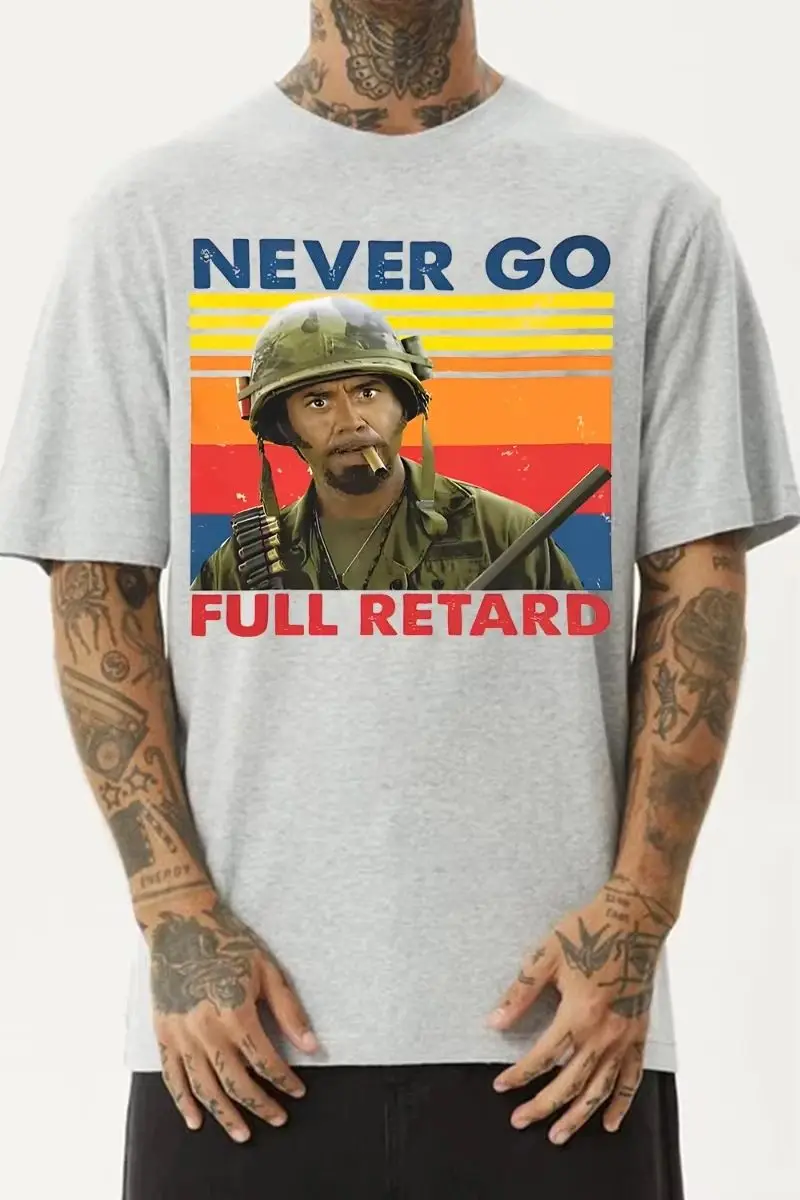 never stopping idiot T-shirt NEVER GO FULL RETARD printed men's and women's matching T-shirt 2026 summer fashion y2k tops unisex