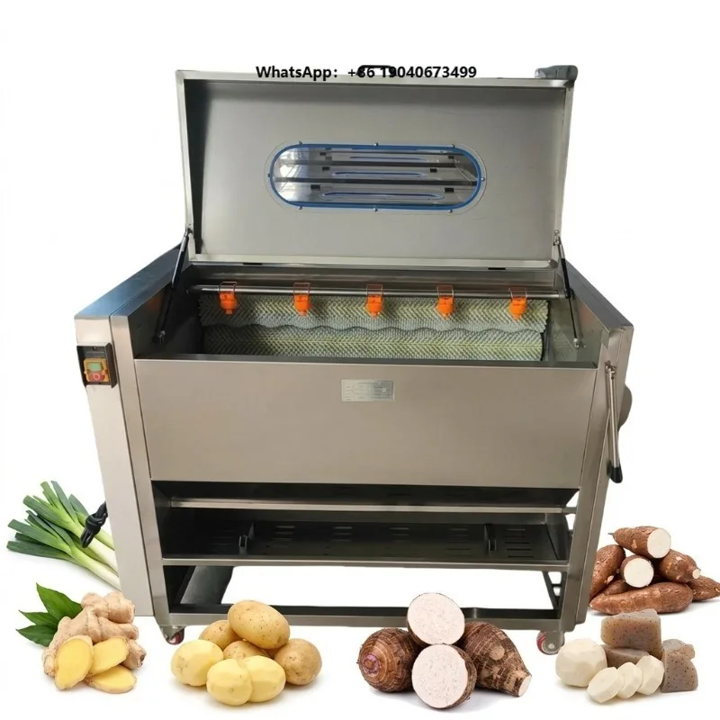 Electric 750W Automatic Taro Konjac Leek Drying Brush Roller Ginger Potato Vegetable Cut Cassava Washing and Peeling Machine XH