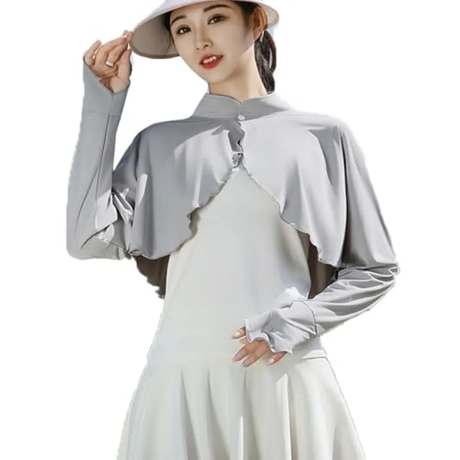 

Women's Cooling Shawl Sun Cape Cloak UV Protection Cooler Shrug Neck Sun Protection Arm Sleeves with Finger Hole
