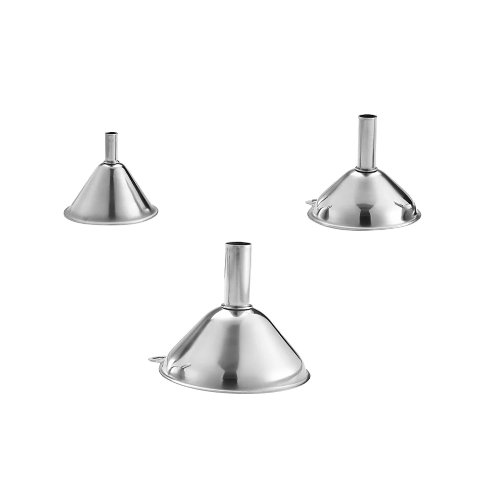 3PCS Stainless Steel Funnel Spices Essentail Oil Flask Funnel Water Filter Funnel for Home Kitchen