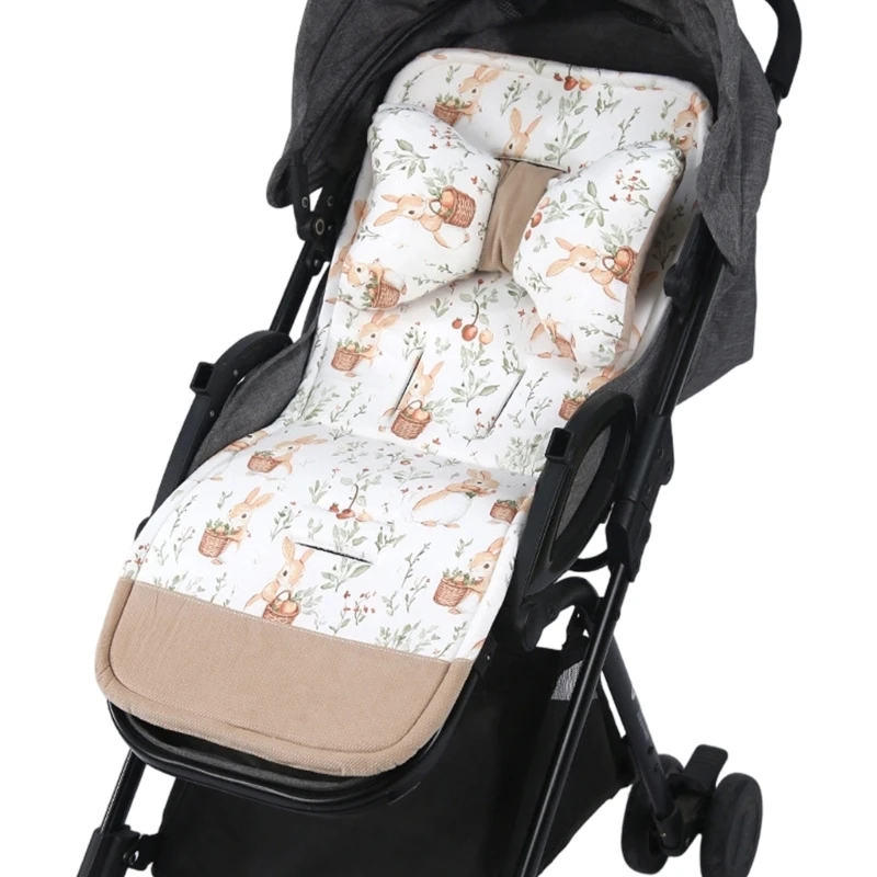 Strollers Cushion Double Sided Mattress Toddlers Pushchair Liner Pad Breathable Cushion with Printed Pattern