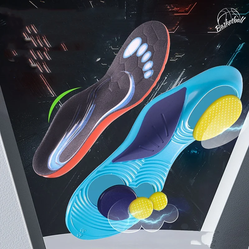 High-elastic Shock-absorbing Sports Insoles For Men Women Sweat-absorbing Deodorizing Breathable Arch Support