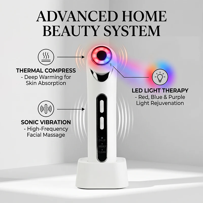 Facial Massager Vibration Household Beauty Compress Soothe Fatigue Face Skin Tightening Tool Face Lifting High Frequency