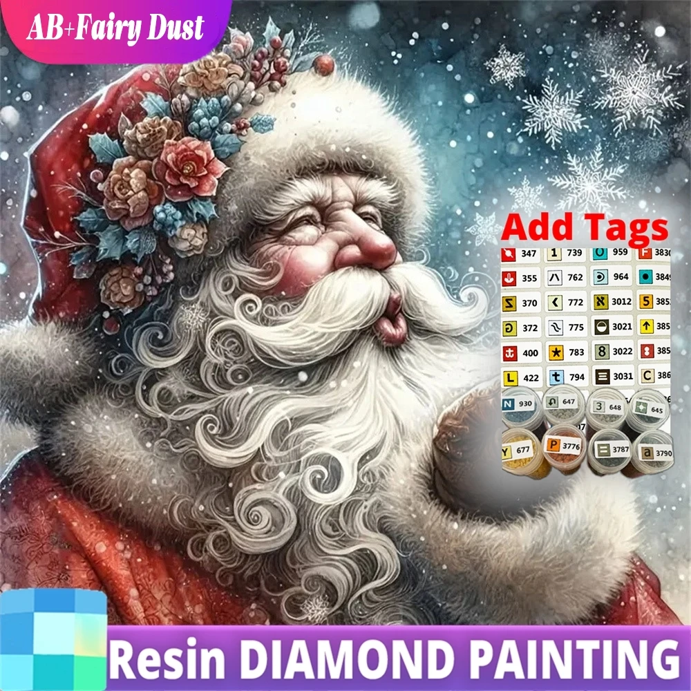 

Resin AB Fairy Dust New Arrival Diamond Mosaic Santa Claus Portrait Cross Stitch Kits Painting Winter DIY Embroidery Christmas G