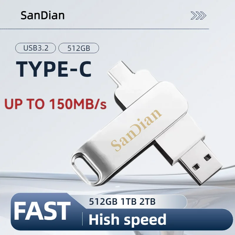 New Ultra Dual Drive Luxe USB 3.2 Type-C Flash Drive Metal U Disk 128GB 256GB 512GB 1TB High Speed Memory Stick