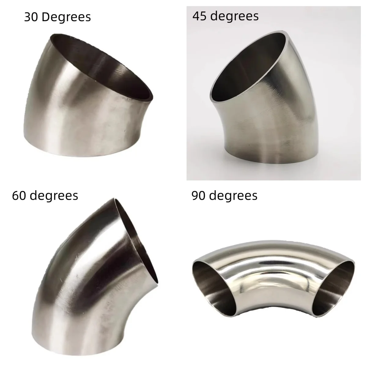 19/25/32/38/45/51/57/63/76/89/102/108Mm 304 Stainless Steel Sanitary Weld 30/45/60/90 Degree Elbow Pipe Fitting