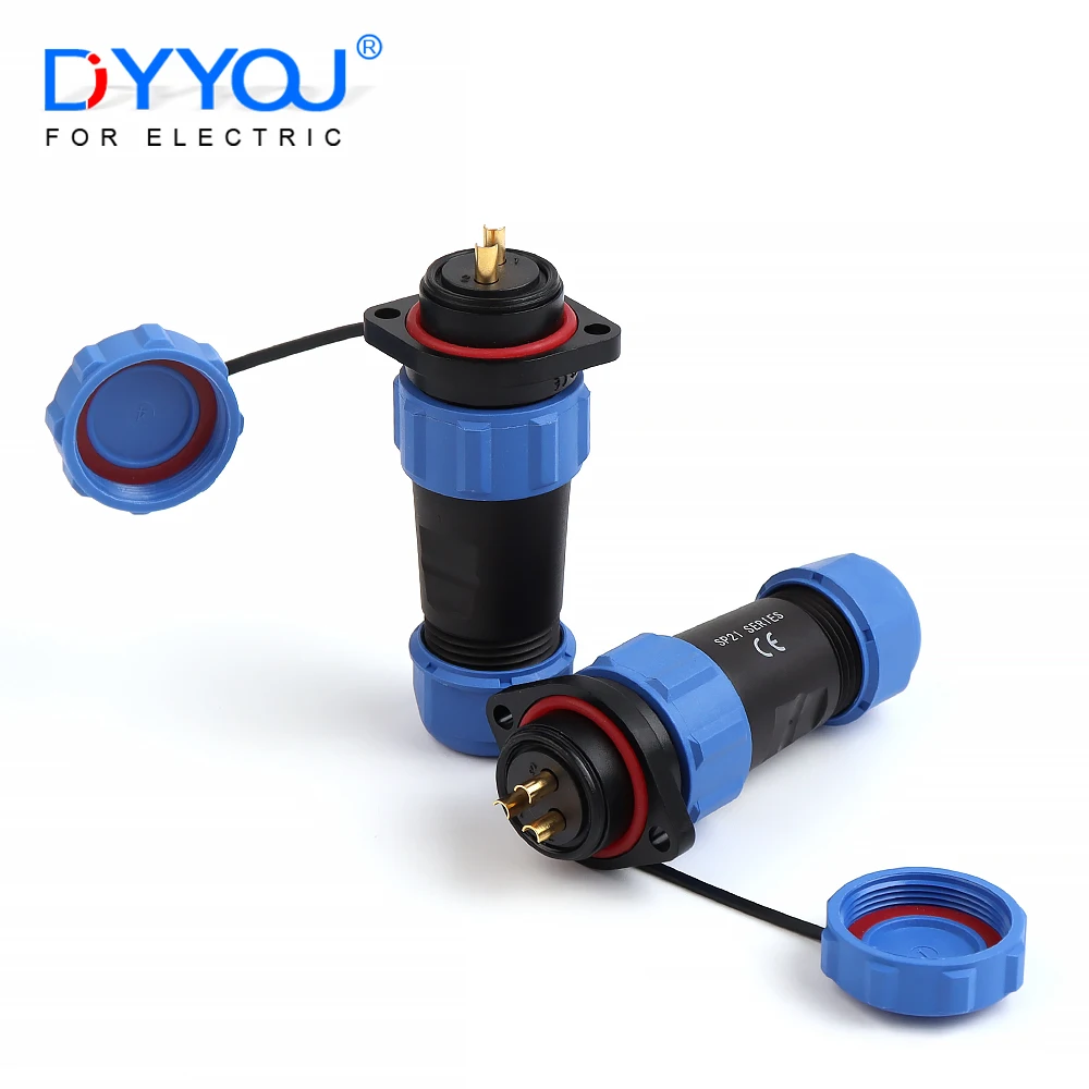 SP21 Waterproof connector Flange Aviation Cable Connector Male Female Outdoor IP68 plug socket 2/3/4/5/7/9/12 Pins Welding type