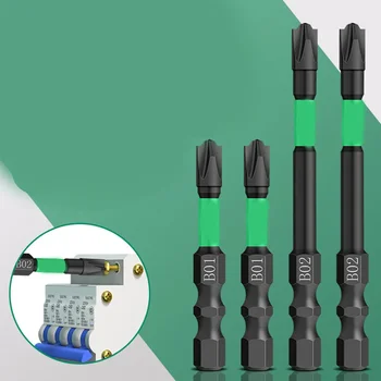 1/2/4 adet Elektrikli Matkap Tornavida Uçları B01 Çapraz Kafa Manyetik Darbe kaymaz Su Geçirmez 50-150mm Elektrikçi Özel Aletler
