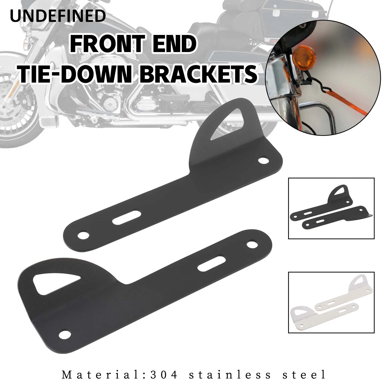 Chrome Tie Downs Mount Bracket Kit Compatible For Harley-Davidson 2014 UP Electra Glide+Street Glide Touring Models Black