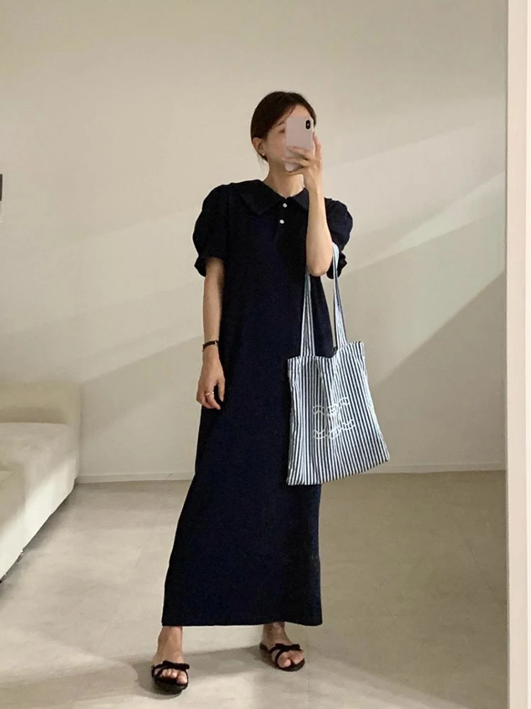 Liangliang rétro Ne ort Sve t-shirt Dr femmes été nouvelle jupe longue décontractée coton confortable respirant