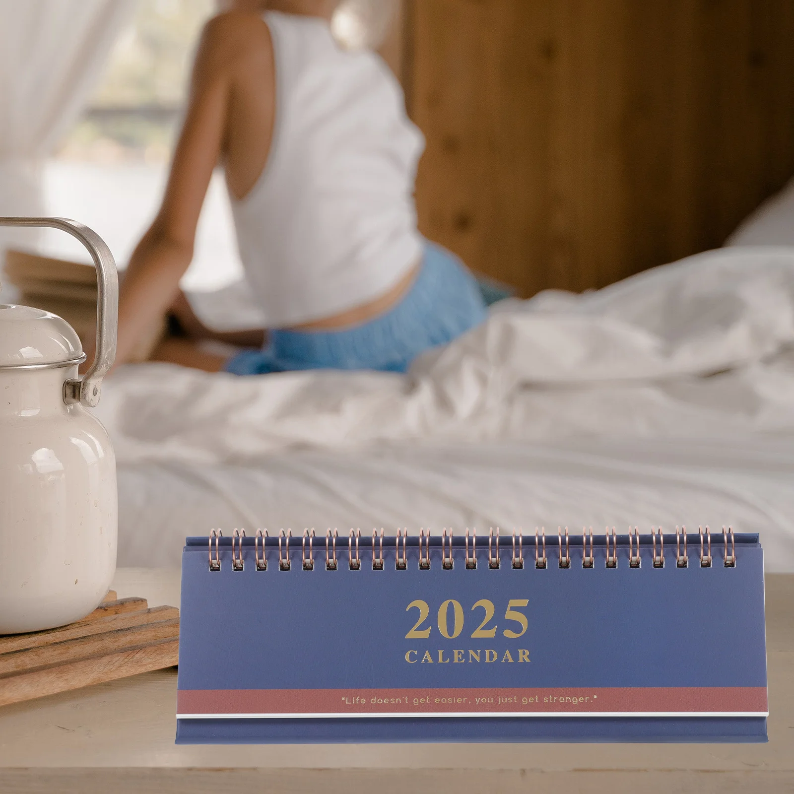 Elegante calendario da tavolo lungo, design a spirale, in piedi, per aula, ufficio, casa, pianificatore decorativo, piccolo organizzatore mensile da tavolo