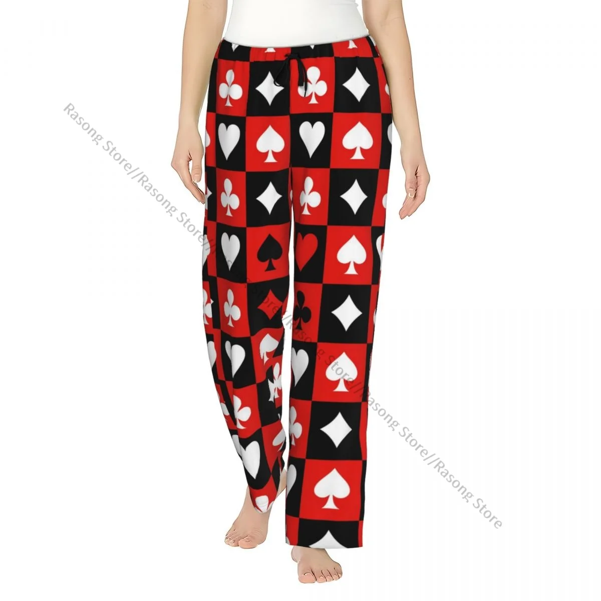 

Women Flannel Lounge Pants Soft Card Suit Chess Board Pajama Pants Winter Sleepwear