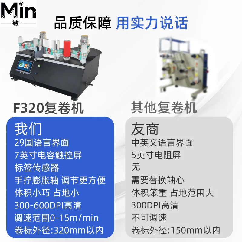 F320 High Speed Automatic Label Rewinding Inkjet Coding Machine Print Date Batch Number QR Code Industrial Inkjet Printer