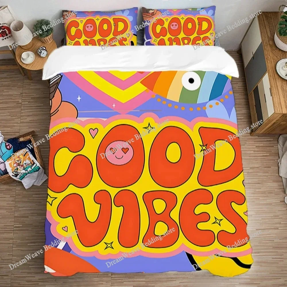 Bedding Set Double Size Duvet Covers GOOD VIBE COLOR Aesthetic Art Queen Bed Comforter Sets Quilt Cover Set Fashion Pillowcase96
