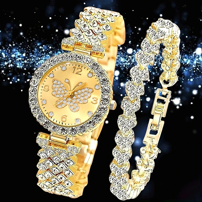 2Pc New Women's Quartz Watch - Gift And Exquisite Combination - Suitable For All Holiday Occasions
