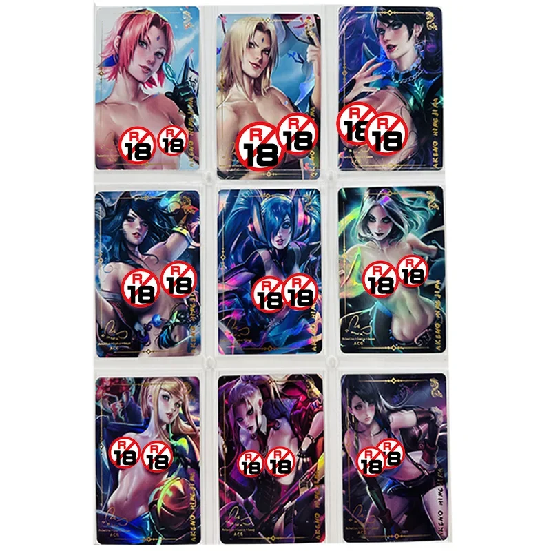 

9Pcs/set Tsunade Haruno Sakura LOL Ahri DJ Sona Buvelle Final Fantasy Tifa Lockhart Sexy Anime Girl Game Collection Cards Toys