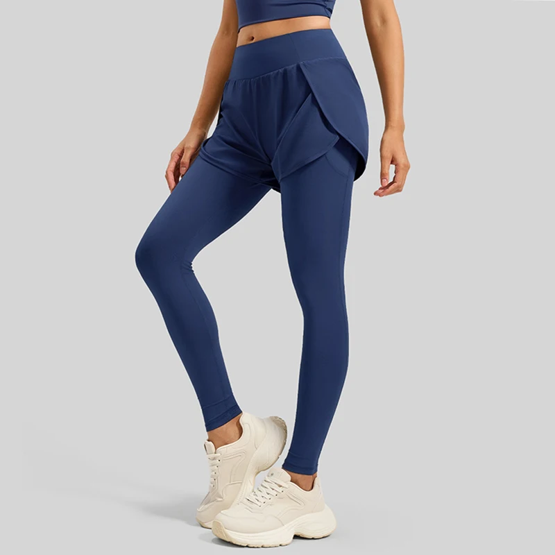 2026 New Women 2-in-1 Yoga Pants with Side Pockets High Waist Butt Lifting Stretchy Workout Leggings for Running Fitness