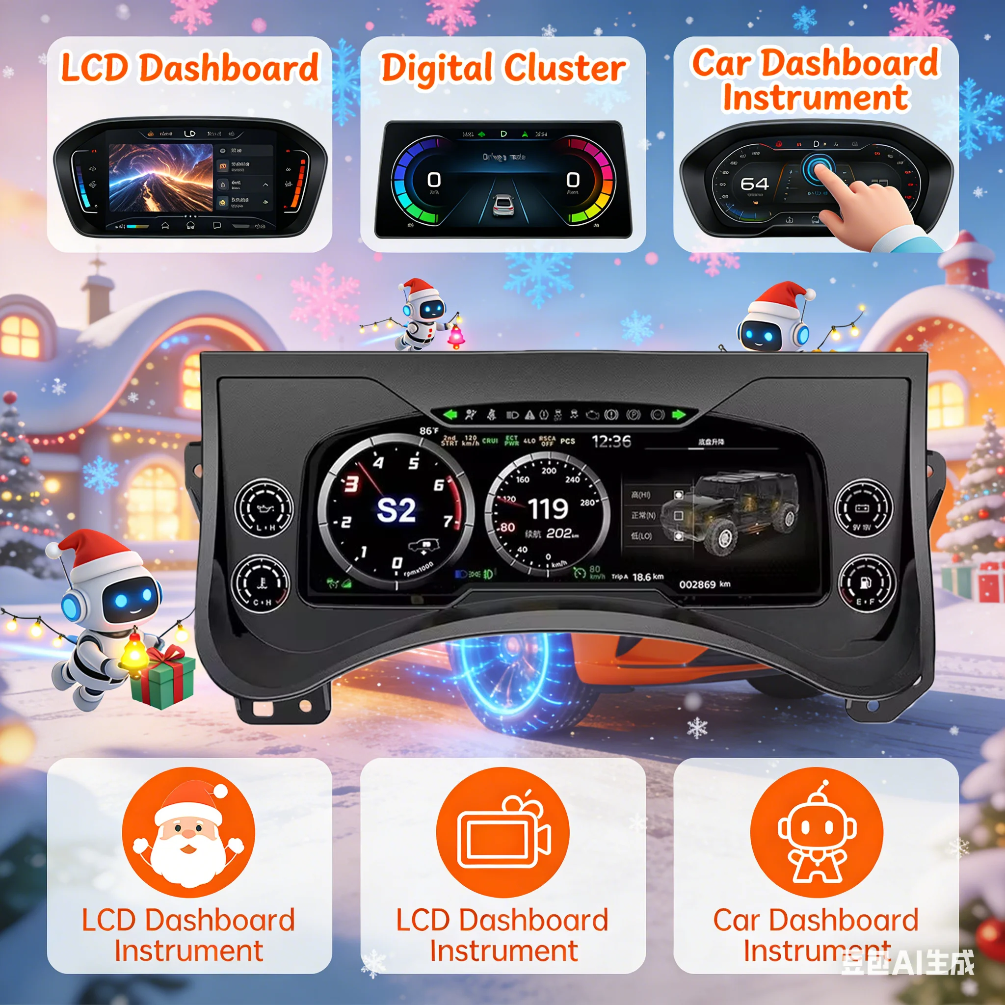 12.3Inch For Hummer H2 2003~2009 Car Digital Dashboard Panel Carplay Plug and Play Lossless installation LCD Dashboard HD Screen