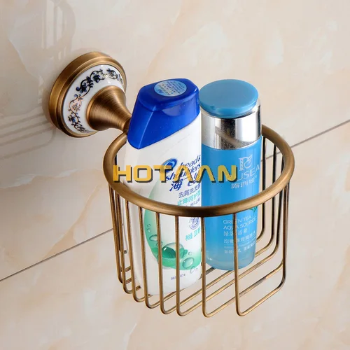 Imagen 2 del producto Conjuntos de accesorios de baño de latón macizo cepillado antiguo, juegos de accesorios de baño de porcelana europea, productos de baño Retro de cerámica