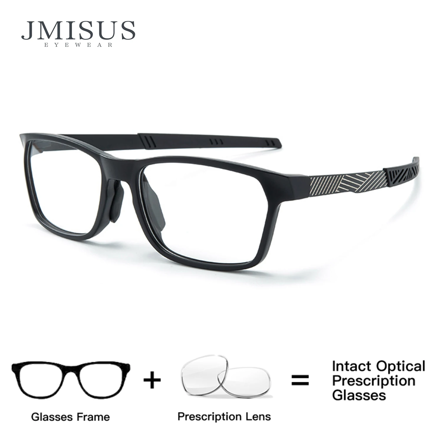 

JMISUS Custom Prescription Glasses Photochromic Sports Square Frame Grey Brown Lenses Myopia Glasses Men Women Multiple Colors
