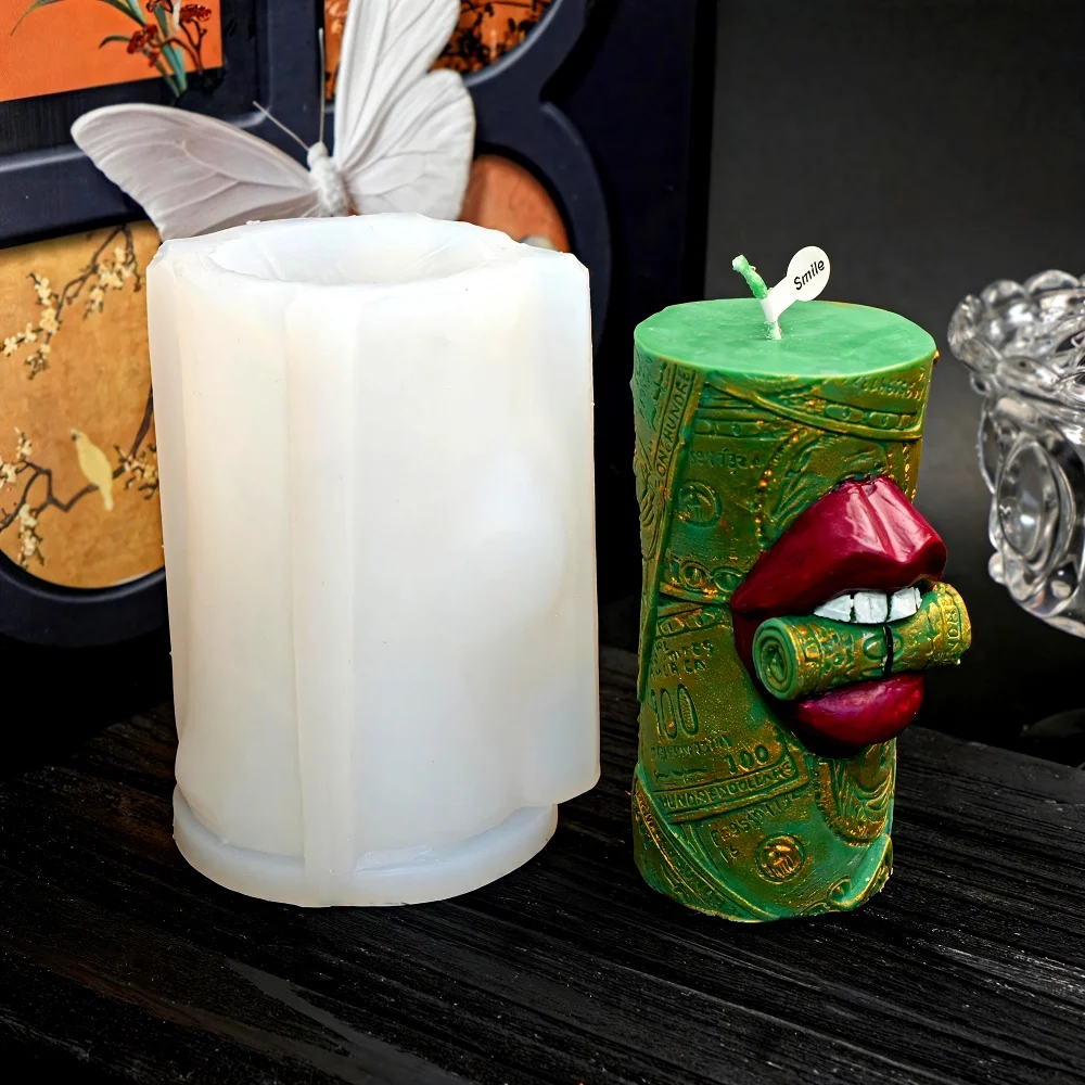 DIY Currency Silicone Candle Mold Rectangular Shape Currency Resin Mold Irregular Column Plaster Mold for Candies Dessert Decor