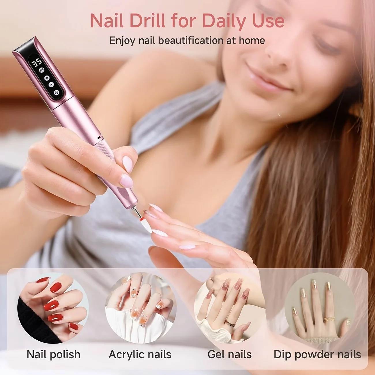 Portable Electric Nail Drill, USB Powered, Professional Electric Nail File Kit, Suitable For Acrylic & Gel Nails - Easy Manicure & Polishing - Efficient & Easy-To-Use Nail Care Tool, Nail Polishing & Shaping Tool, Suitable For Home & Salon Use, gallery 4