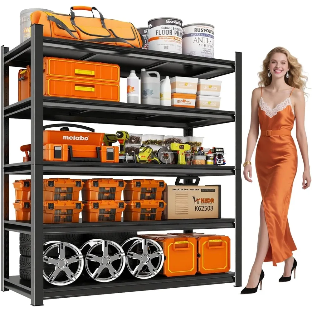 

Garage Shelving Unit, Heavy Duty 5-Tier Steel 40"Wx 63"H, 3000 LB Capacity, Garage & Basement Storage, Metal Shelving