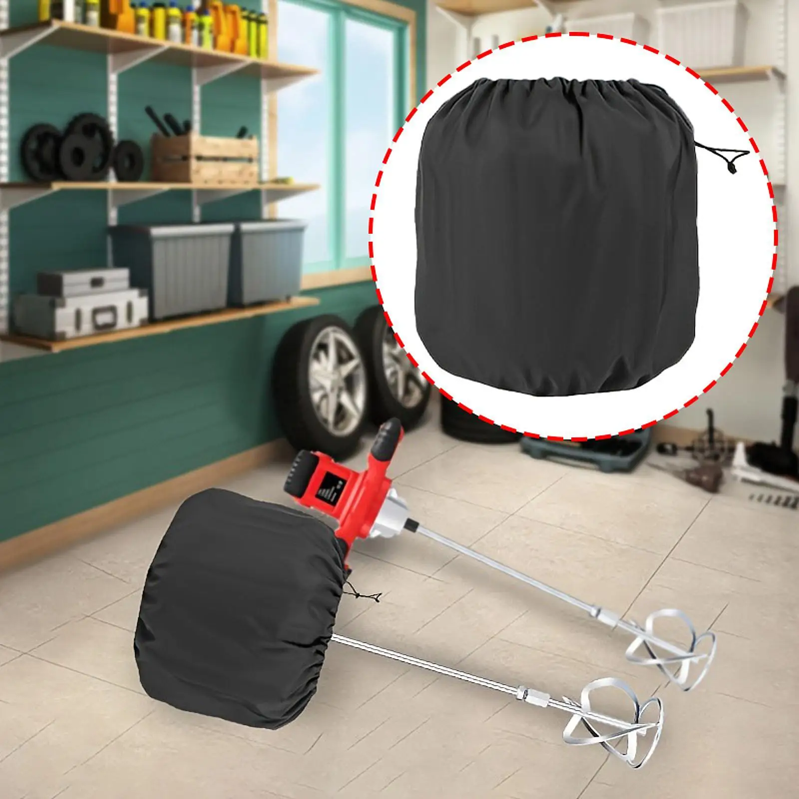 

Concrete Mixer Cover Lightweight Portable Sturdy Oxford Cloth Dust Cover Handheld Mud Mixer Cover Dustproof Water Resistant