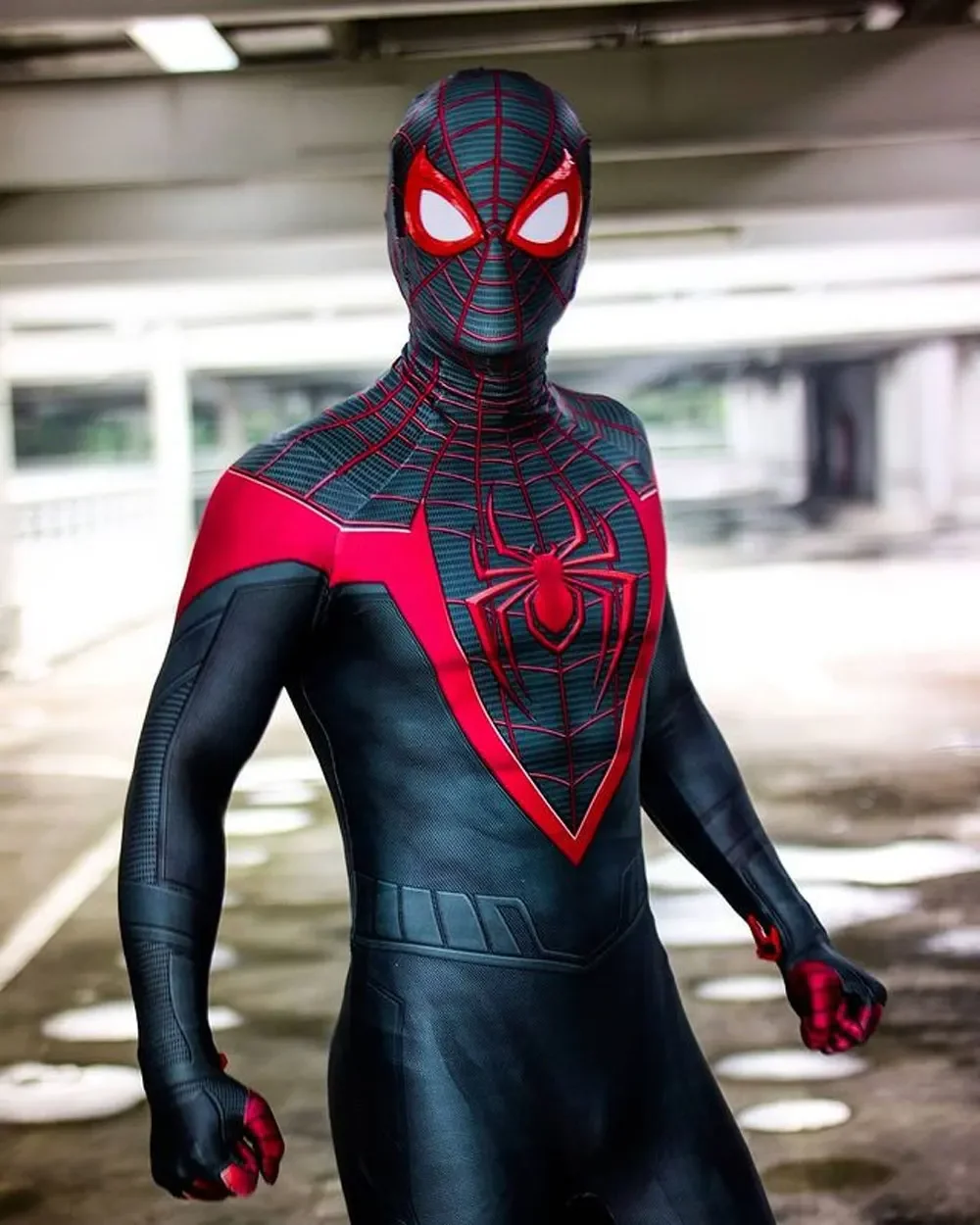 Spider Cosplay Miles Morales PS5 Adults Kids Peter Parker Superhero Costume Full Bodysuit Zentai Second Skin Suit