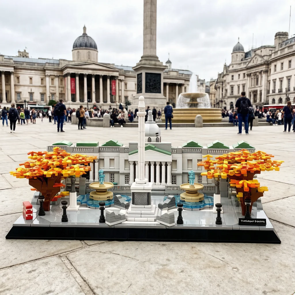 Bloques de Construcción Creativos de Londres, Inglaterra, Ladrillos del Punto Turístico Famoso de Gran Bretaña, Plaza Trafalgar, Juguete de Construcción Coleccionable, Decoración para el Hogar